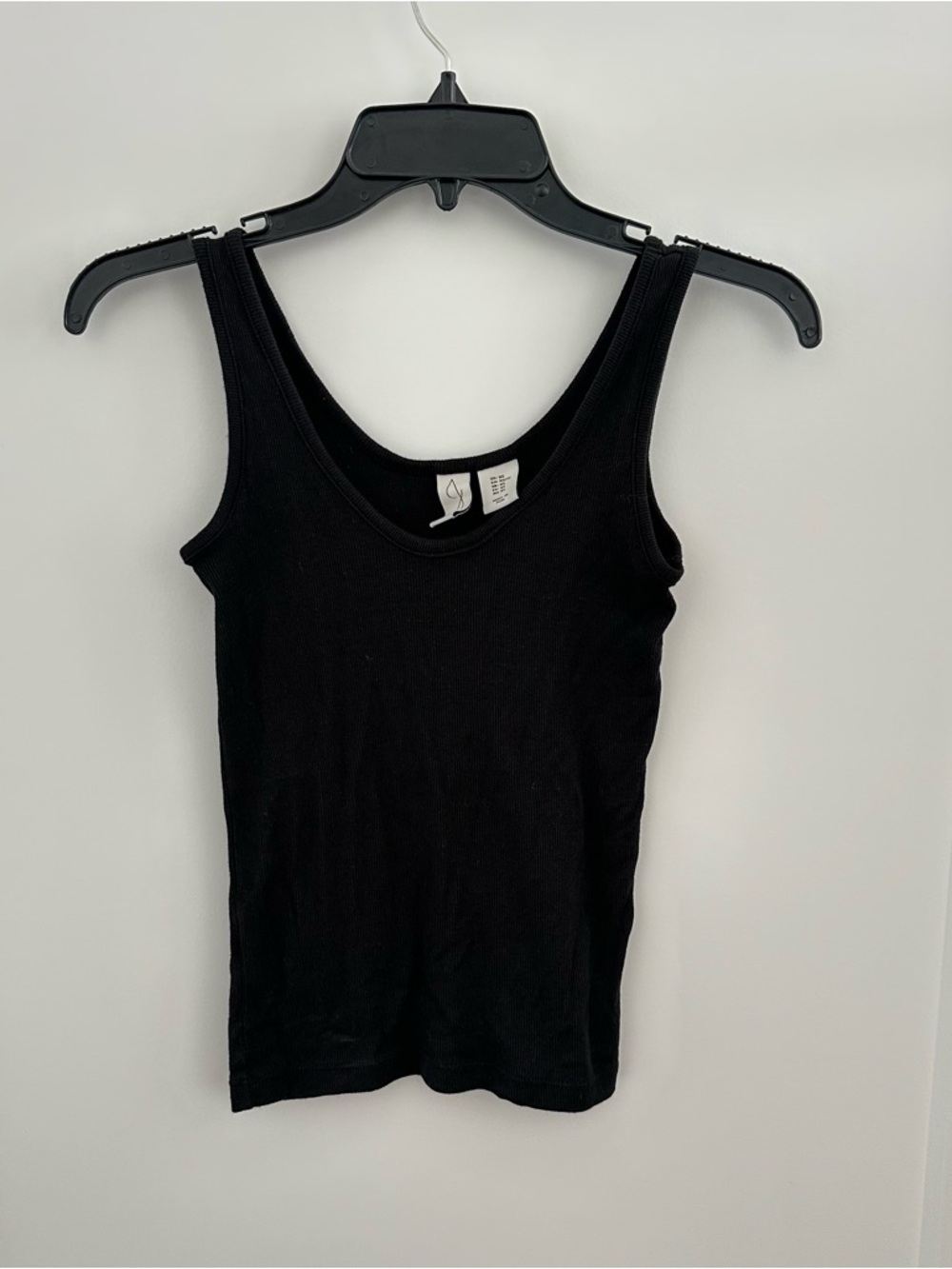 Joie Classic Black Pima Cotton Blend Tank Top - Ribbed Scoop Neck